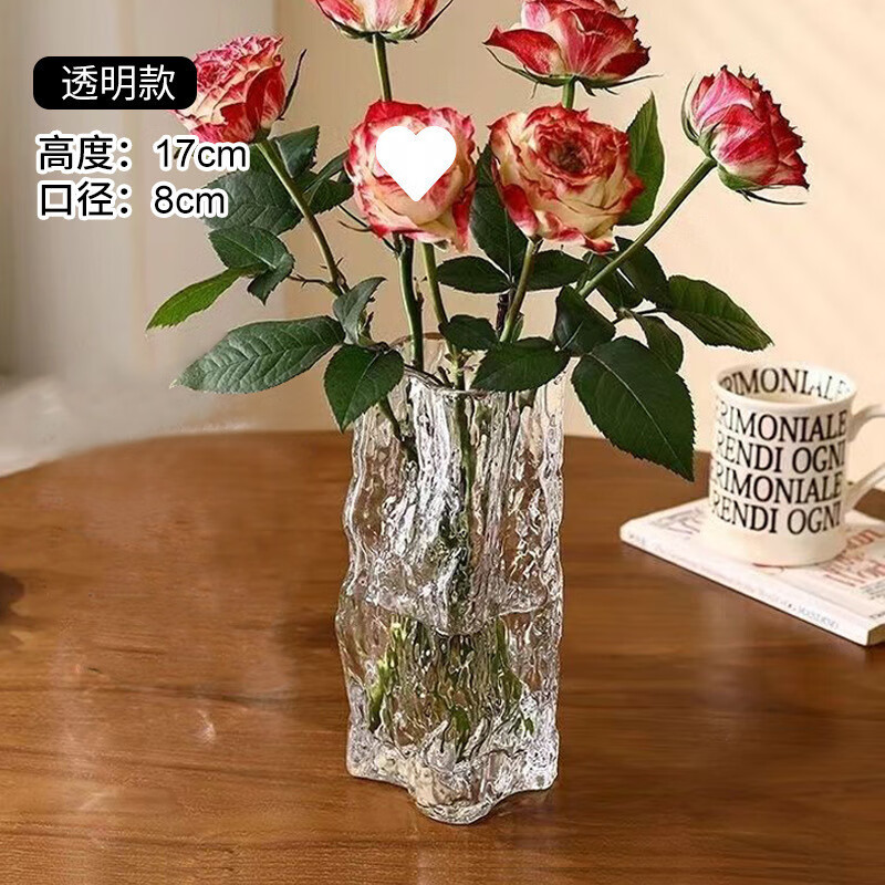Libby irregular glacier glass vase decoration living room water culture flower arrangement high-end hydroculture ins style high-value vase transparent stalactite 17cm