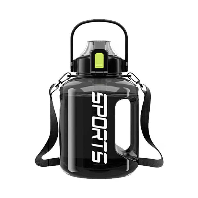 SZTAA large-capacity sports kettle water cup tons of buckets Internet celebrity male and female students high temperature resistant fitness portable plastic space bottle black - high temperature resistant 1800ML handle model upgraded model---straw brush + cup brush + strap
