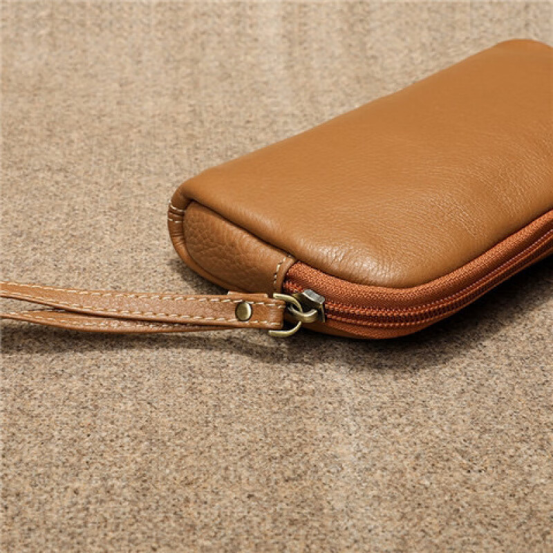Kangaroo Leather Clutch Couple's Large Capacity Clutch Cowhide Commuting Mobile Phone Bag Women's Long Wallet Coin Purse Black God of Wealth Clutch