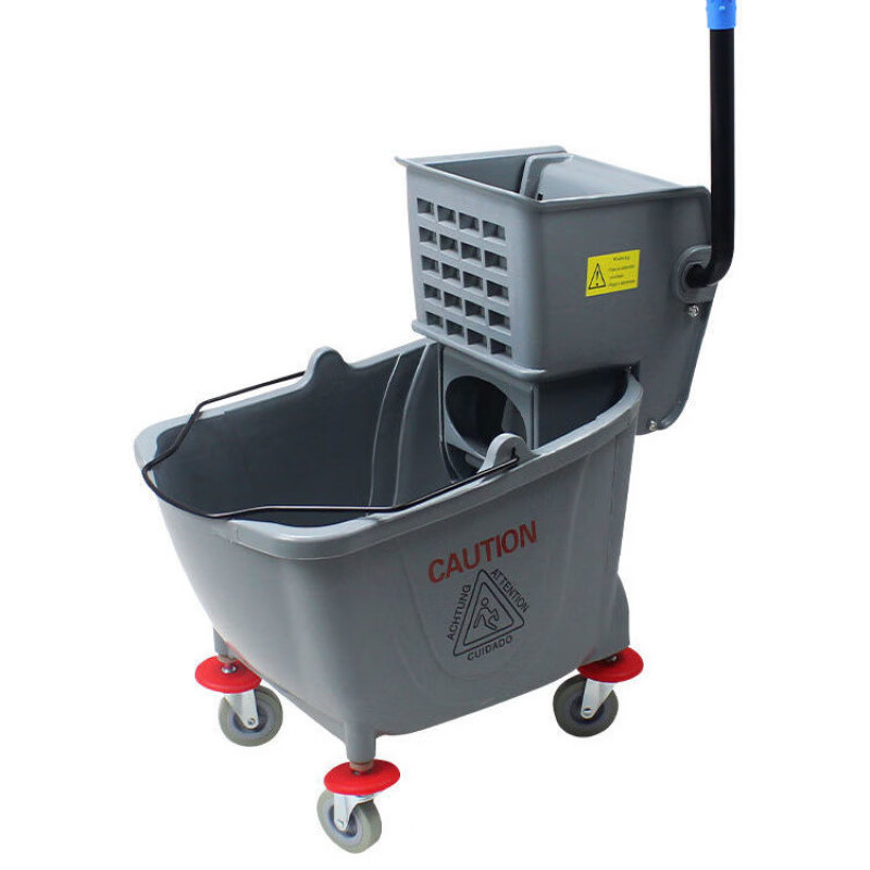 Commercial mop press mop tussah water truck mopping bucket water truck hotel hand squeeze water cleaning truck thickened sink extra thick 36L yellow free latex gloves