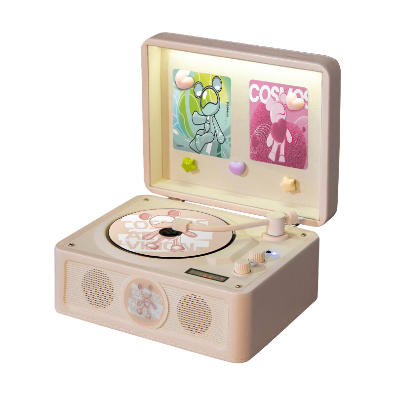YEARS STAY time and years all-in-one audiophile album player retro CD player record player desktop Bluetooth audio speaker interstellar bear romantic warm pink birthday gift