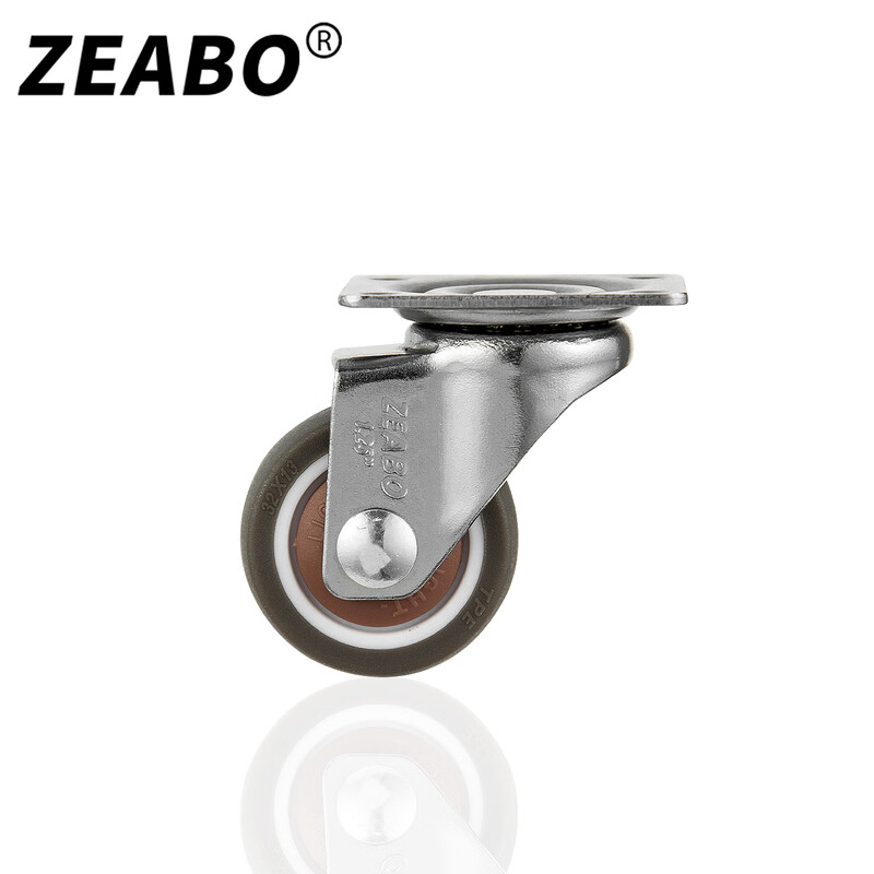 Zuobo caster 1.25 inch flat type universal wheel TPE synthetic rubber pulley with bearing pulley 4 pieces