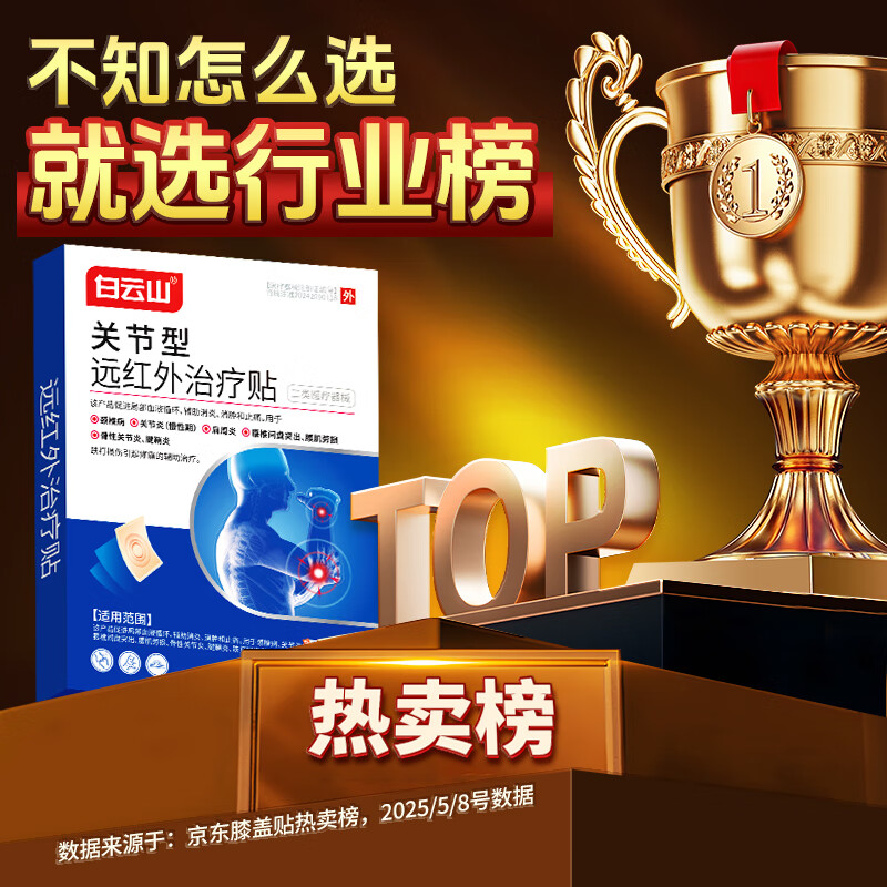 Baiyunshan joint type far infrared treatment patch for knee joint synovitis, cartilage wear, meniscus injury, joint pain, 3 boxes