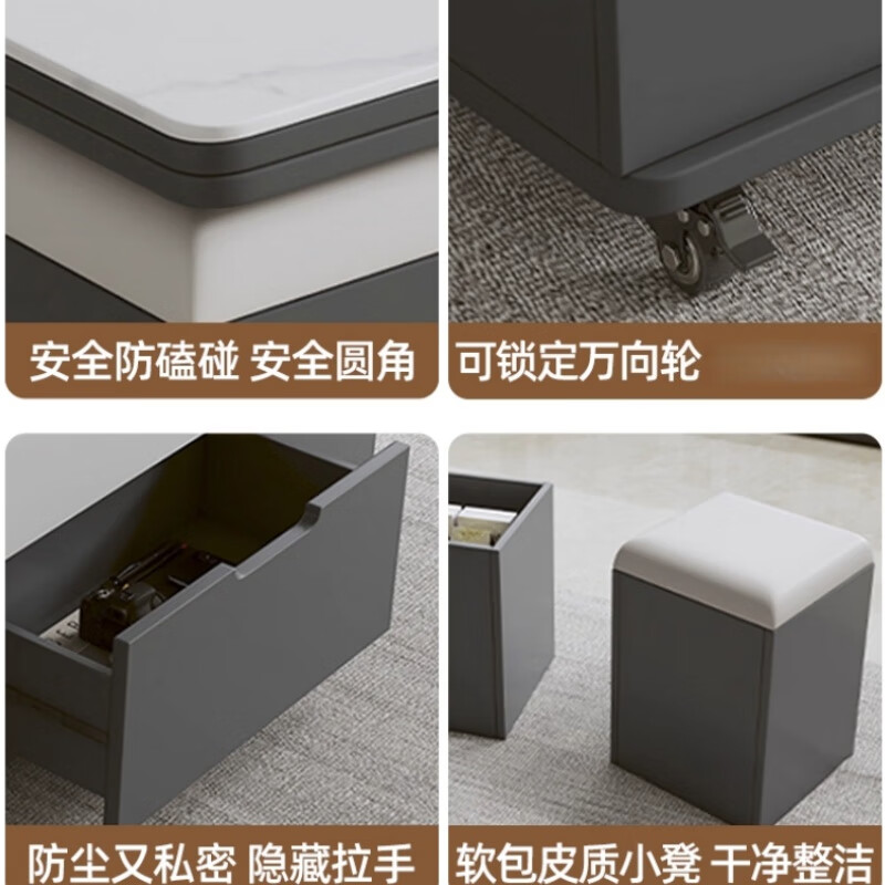 Memory Travel Multifunctional Slate Lift Coffee Table Dining Table Dual-Purpose Folding Simple Tea Table Tea Table Dining Table Home Living Room Coffee Table