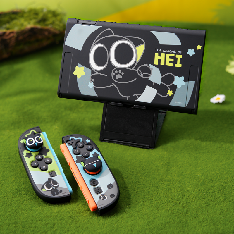 Jixiang Nintendo Jixiang switch2 Luo Xiaohei protective shell + Luo Xiaohei rocker cap * 4 pieces split original bracket hard shell anti-fall portable cute cartoon game case