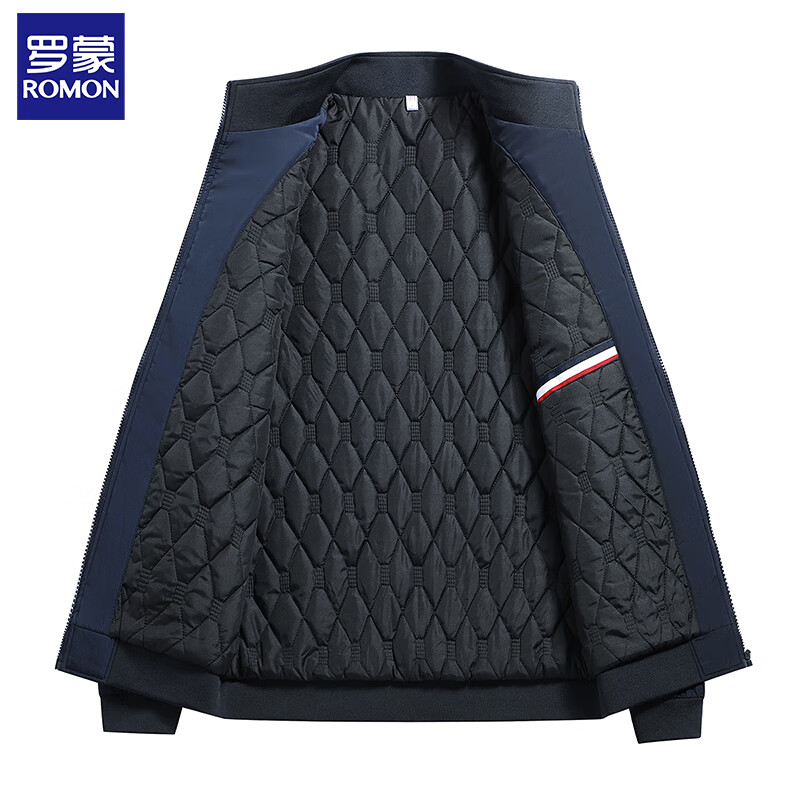 ROMON jacket men's autumn and winter velvet thickened middle-aged and elderly dad's executive jacket business warm plus size cotton clothes black windproof and warm M / recommended 85-100 pounds