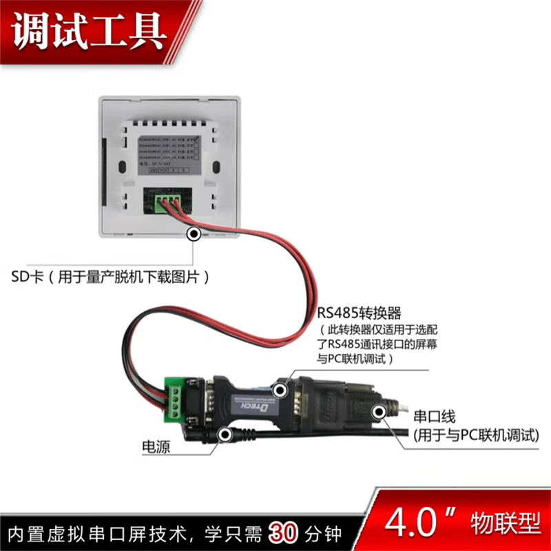 Kaiyuanda 480*480485 communication serial screen touch screen WIFI Internet of Things 86 box white without WiFi