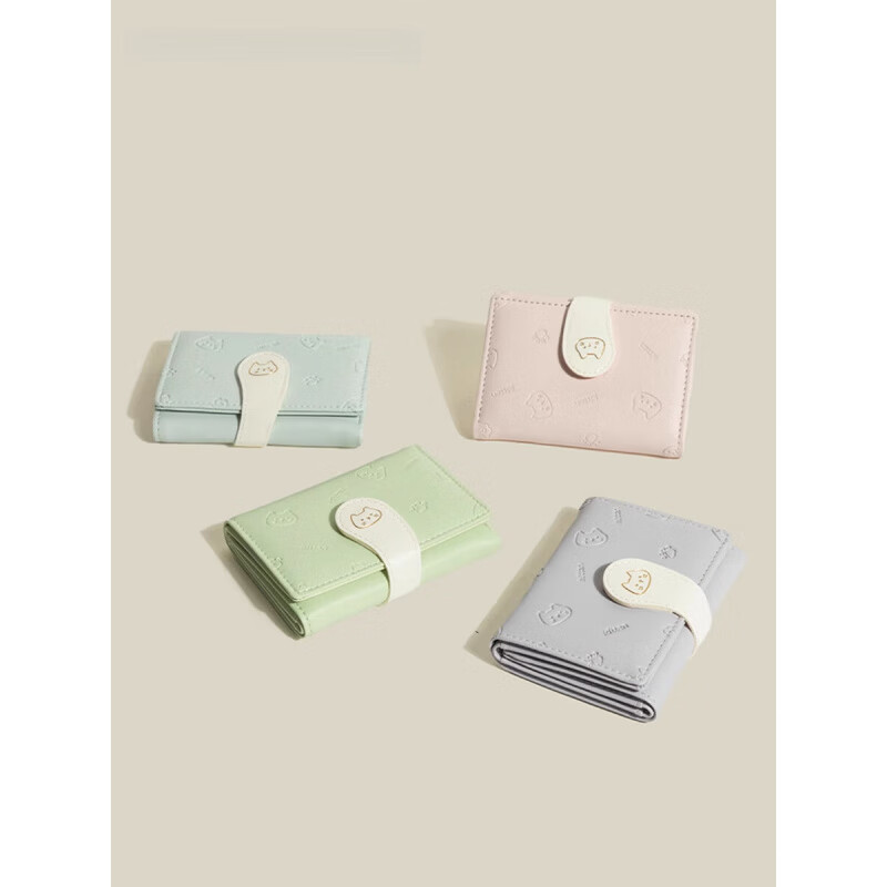 Casa-kups Birthday Gift Cute Cat Small Wallet 2025 New Women's Tri-fold Multi-Card Slot Card Holder Purple-Wallet