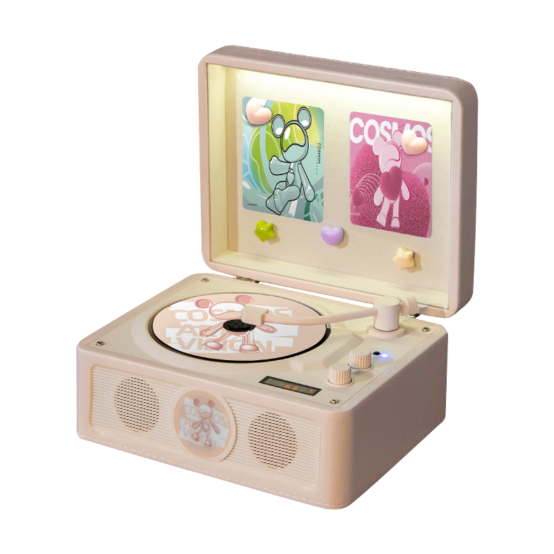 YEARS STAY time and years all-in-one audiophile album player retro CD player record player desktop Bluetooth audio speaker interstellar bear romantic warm pink birthday gift