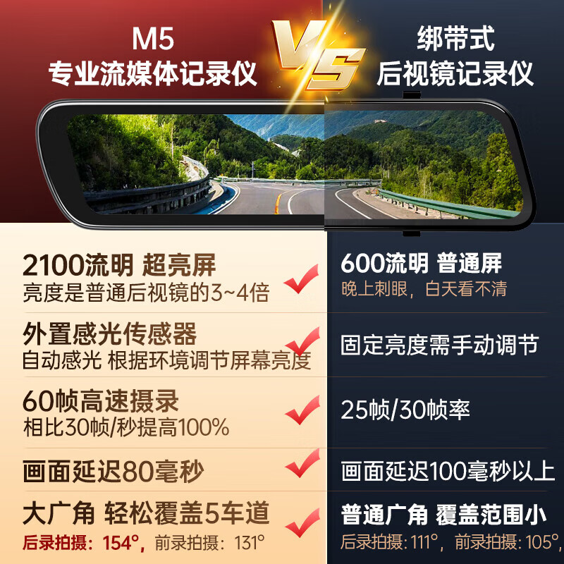 Hikvision M5 Toyota Sina streaming rearview mirror driving recorder special car dedicated front and rear dual recording ultra-high definition night vision