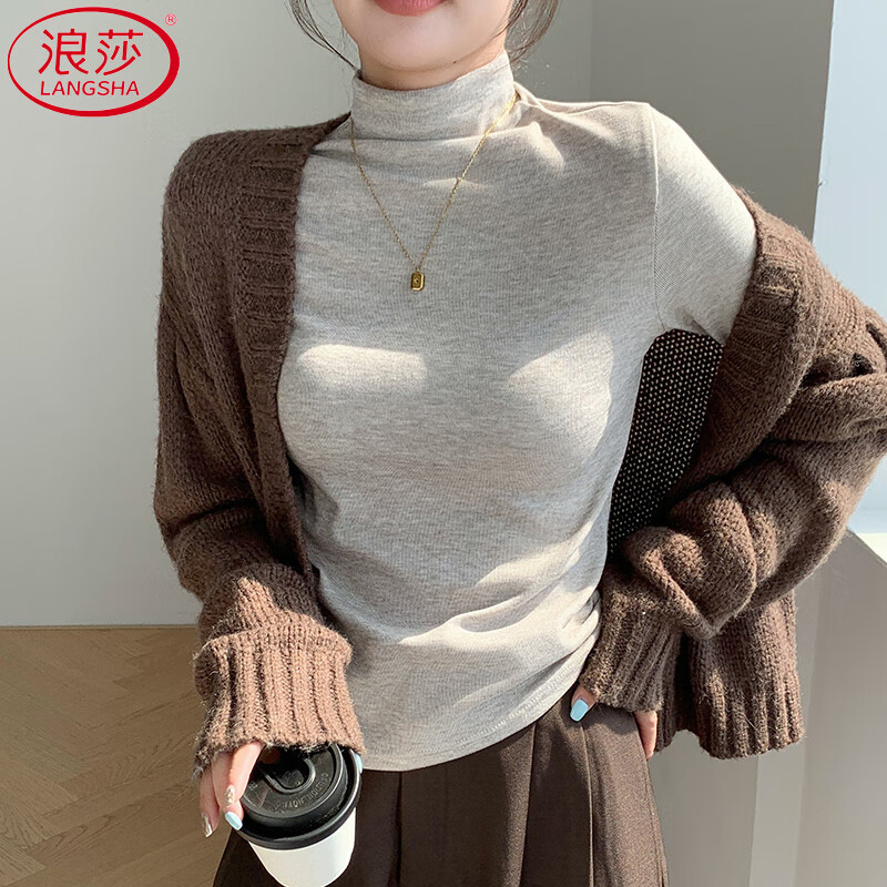 Langsha half turtleneck bottoming shirt for women 2025 winter new warm brushed long-sleeved T-shirt slim fit versatile top