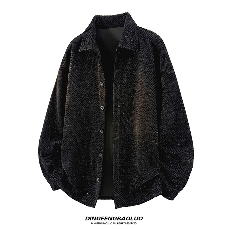 Dingfengbaoluo American casual jacket men's autumn trend texture loose cardigan long-sleeved jacket XCH65 dark gray 2XL
