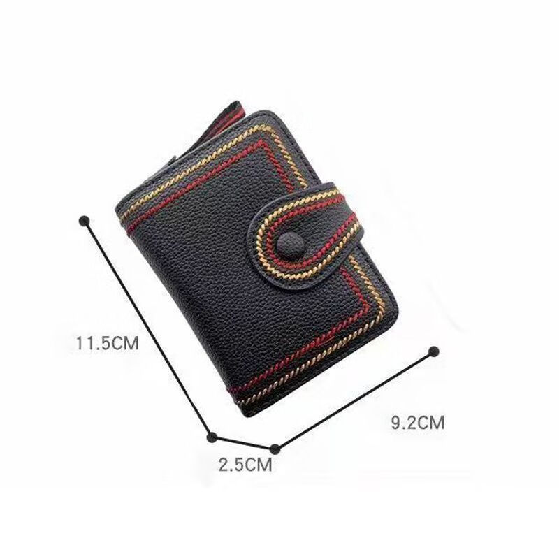 Ye Yu 2025 Trendy European and American Fashion Small Wallet Women's Genuine Leather Texture Anti-Theft Swipe Multi-Card Slot Card Holder Soft Leather Wallet Black Regular Edition