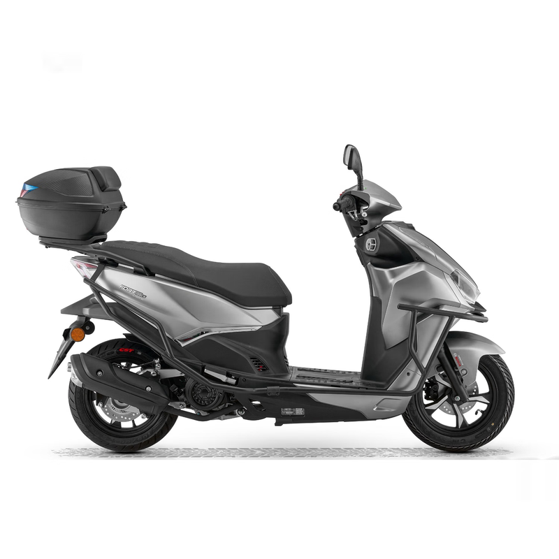 Qianjiang ACE150 fuel scooter commuter smart double disc brake ABS bumper + tail box matte silver gray 25 models