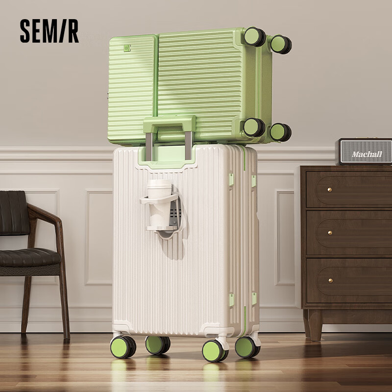 Semir front opening suitcase large capacity suitcase unisex trolley case password box convenient access 20 inches