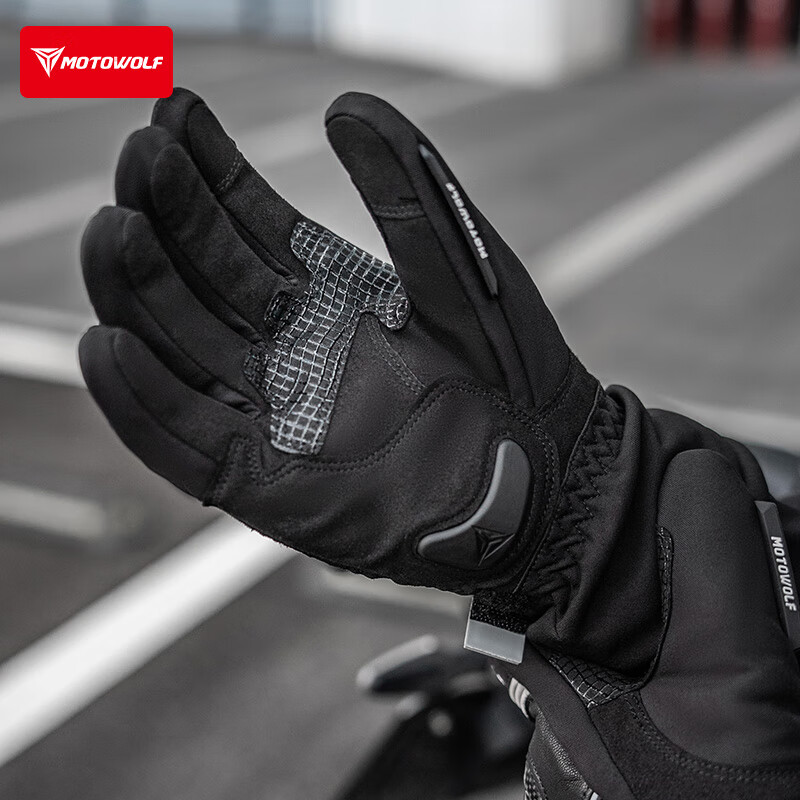 Modo Wolf Winter Motorcycle Gloves Thickened and Velvet Warm, Waterproof, Windproof and Fallproof Carbon Fiber Shell Motorcycle Riding Equipment