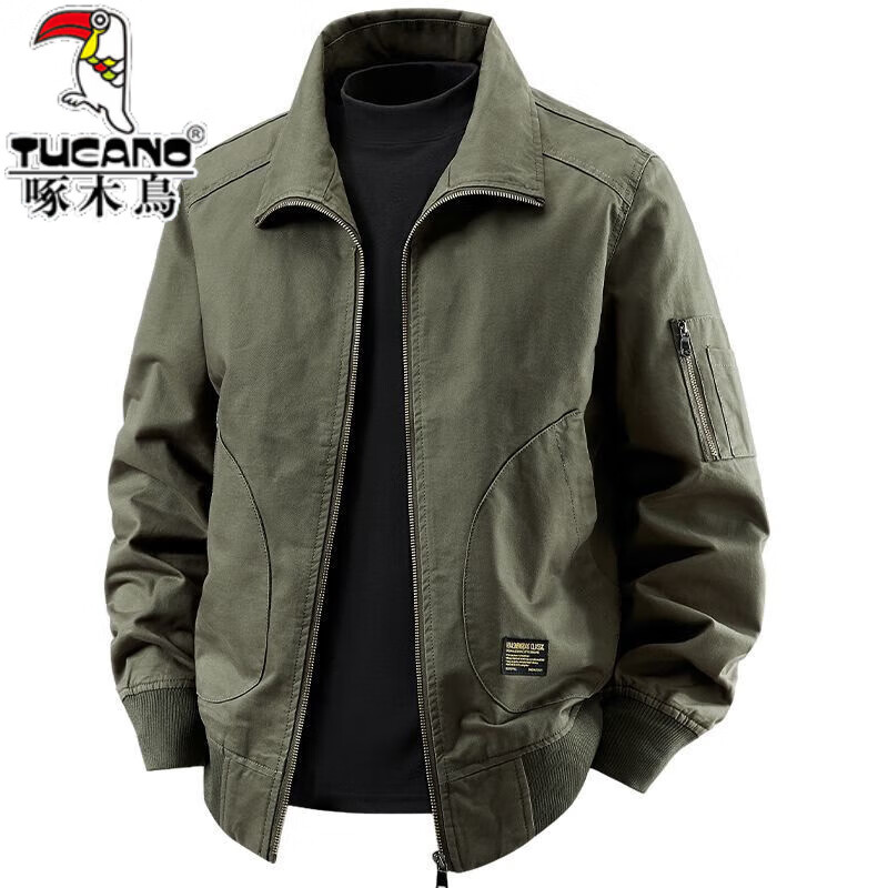 Woodpecker Jacket Men's Autumn and Winter 2025 New Pilot Cotton Work Jacket Fashionable Loose Casual American Retro Camel Brand Special Price Clearance Pickup L Recommend wearing 115-130 catties
