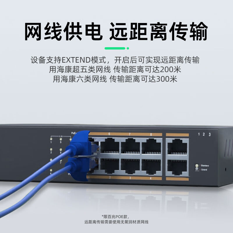 Hikvision (HIKVISION) Hikvision poe switch 4 ports 5 ports 8 ports 16 ports 24 ports 100M Gigabit national standard 48V monitoring dedicated network 5 network port plastic case only data transmission