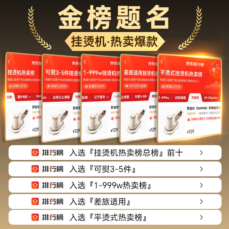 SUPOR handheld garment steamer steam electric iron ironing machine home portable large steam jet ironing machine mini home appliance travel garment steamer off-white ESP-301A