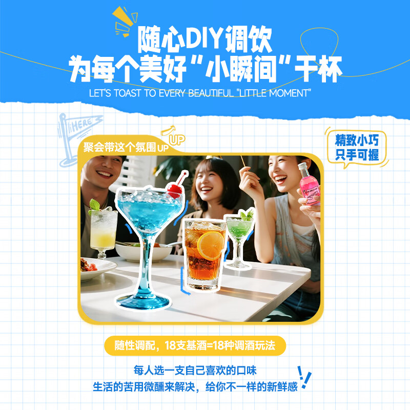 LOUIS BRANDON foreign liquor whiskey vodka rum gin brandy 50ML 18 bottles convenience store bartending set New Year's gift