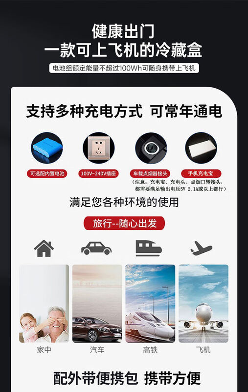 Insulin refrigerated box portable constant temperature small refrigerator car charging medicine refrigerator home medicine insulated box No. 11 upgraded model large capacity standby 0 hours