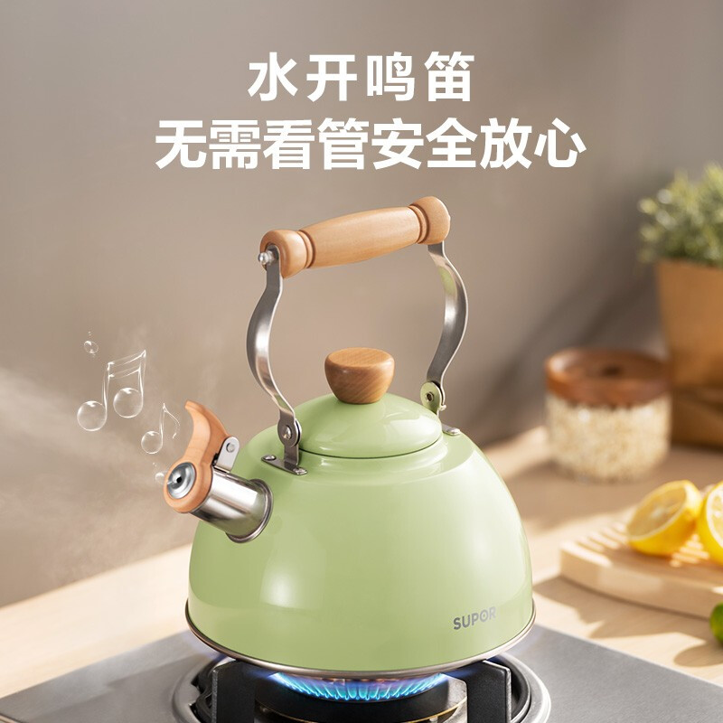 SUPOR Whistle Stainless Steel Kettle Composite Bottom Magnetic Flux Kettle 2.5L Green ES25TS01-G