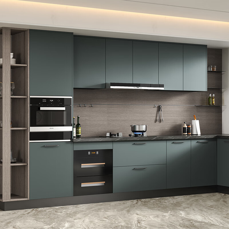 Quanyou (QUANU) Quanyou whole house customized cabinets, home integrated cabinets, integrated cabinets, kitchen cabinets, custom-made Nordic style stove cabinets, 7m cabinets (3m floor cabinets + 3m countertops + 1m wall cabinets)