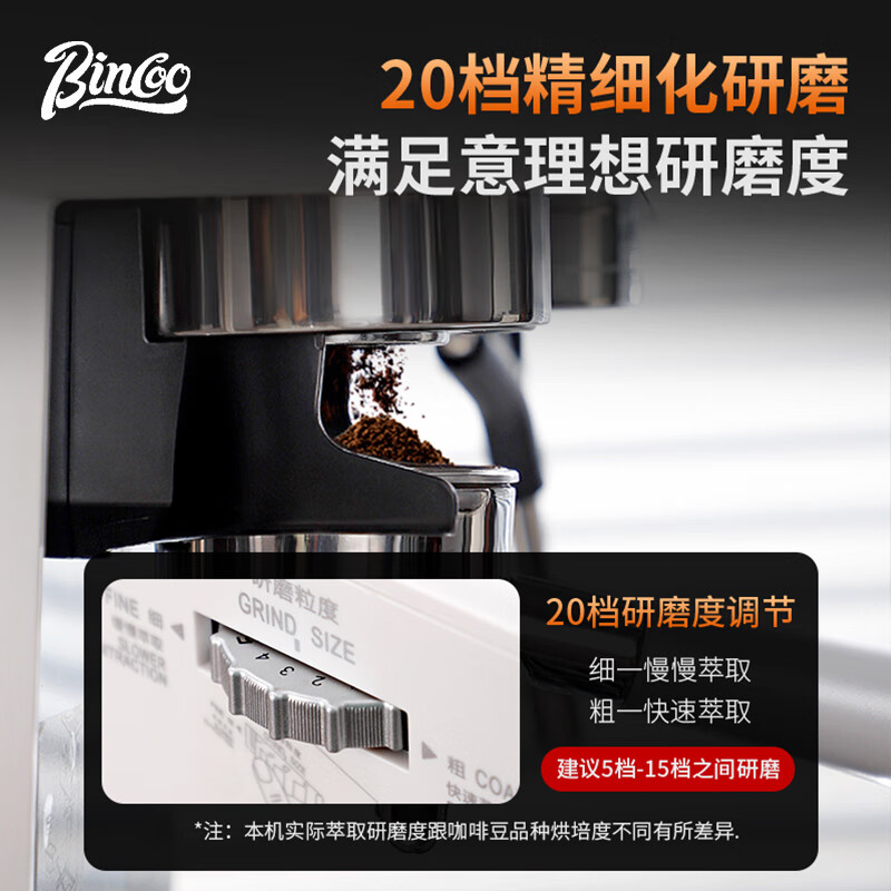 Bincoo double boiler espresso coffee machine extracts and concentrates 58MM small household bean grinding integrated semi-commercial store manager recommended white double boiler / SF free shipping
