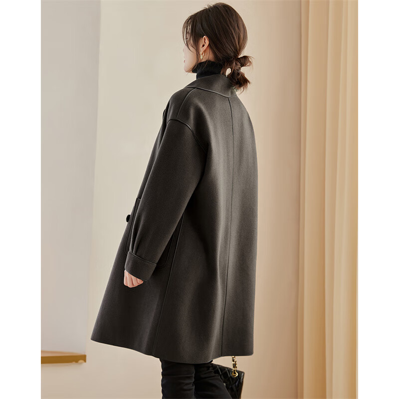 Shangjing Woolen Coat Women's 25th Winter New Women's Clothing Hepburn Style Simple Mid-Length Wool Double-sided Woolen Coat Top