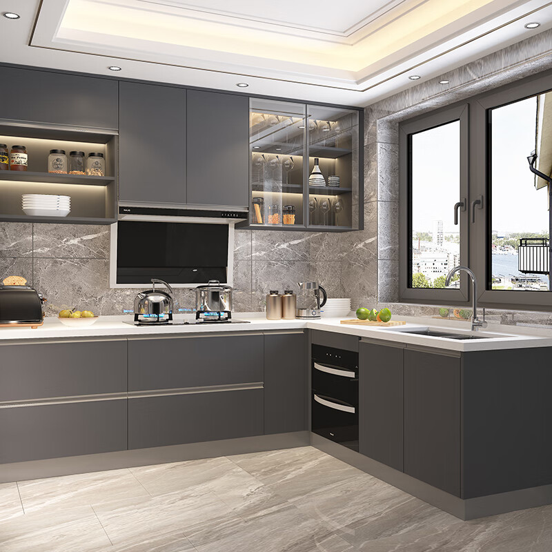 Ji Litian kitchen cabinets, customized kitchen household integrated quartz stone countertops, whole house custom-made integrated stoves, customization prepayment, free wok worth 599 yuan when ordering, free 1 at the store