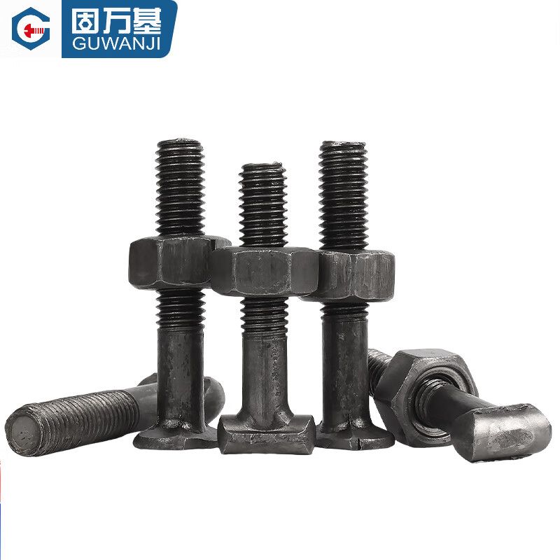 Guwanji fastener screw nut steel pipe fastener screw nut scaffolding fixed fastener accessories T-bolt national standard round head M12x70mm total length 20 pieces