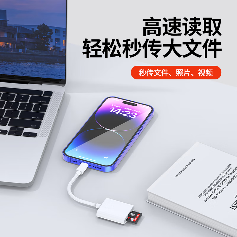 Camera card reader sd card suitable for Apple Sony Canon Nikon iPhone port transmission line mobile phone tf memory OTG converter typec adapter ccd connection direct transmission Type-C interface supports SD card