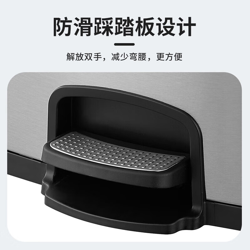 GNF two-category stainless steel foot-operated trash can (30L*2) indoor covered large commercial unit shopping mall office hotel corridor foot-operated garbage sorting bin GPX-218H