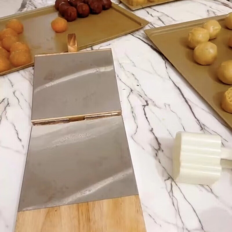 Magic Dou Shenghuo quick-pressed moon cake dough and rice dumpling wrapper to make rice cakes, pressed ginkgo Qingming fruit pressed cakes and steamed buns, household solid wood pressing artifact, thickened solid wood + large stainless steel model/*