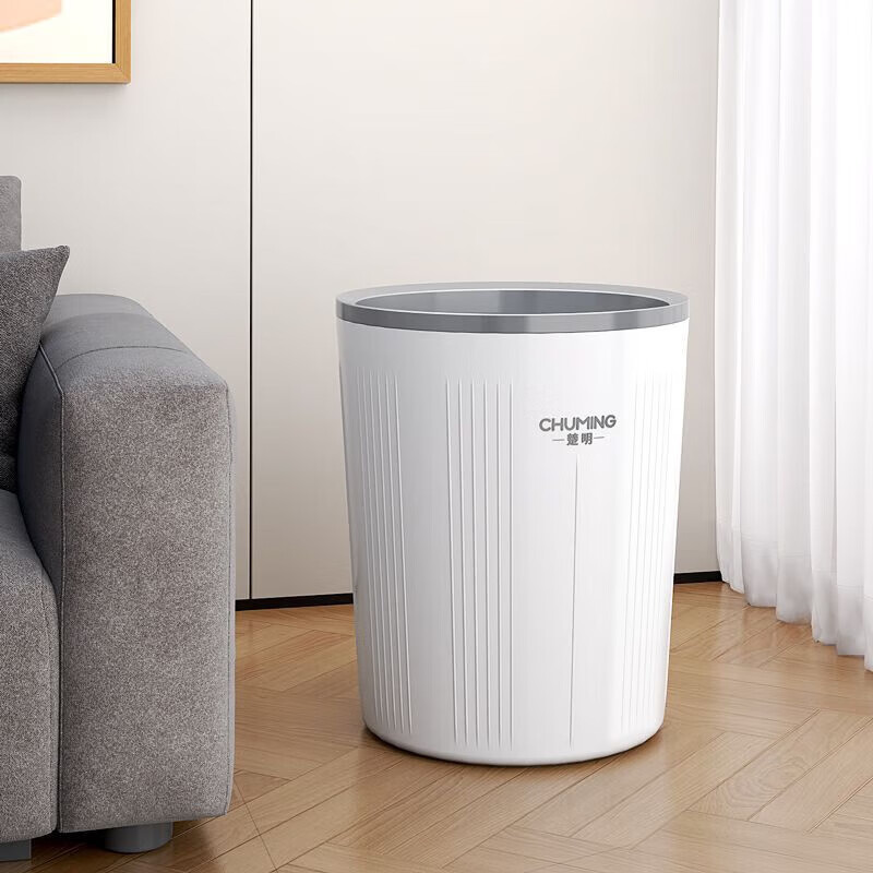 Large size trash can for home kitchen, thickened bathroom, large capacity, living room press ring, simple paper basket, bedroom light luxury, large gray 2 pack, buy one get one free, send 2 buckets + 2 press rings