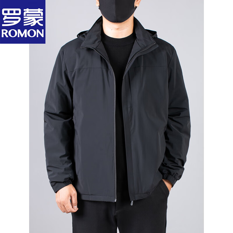 Luo Meng's new autumn and winter men's light cotton coat, middle-aged large size cotton coat, extra fat and thick coat, fat man's second cotton jacket 7551# black XL 100-110 catties