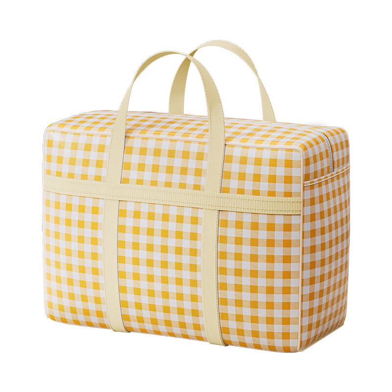 Youna moving packing bag quilt storage bag organization bag large capacity student dormitory clothing quilt special artifact extra large - yellow plaid 80*50*25cm