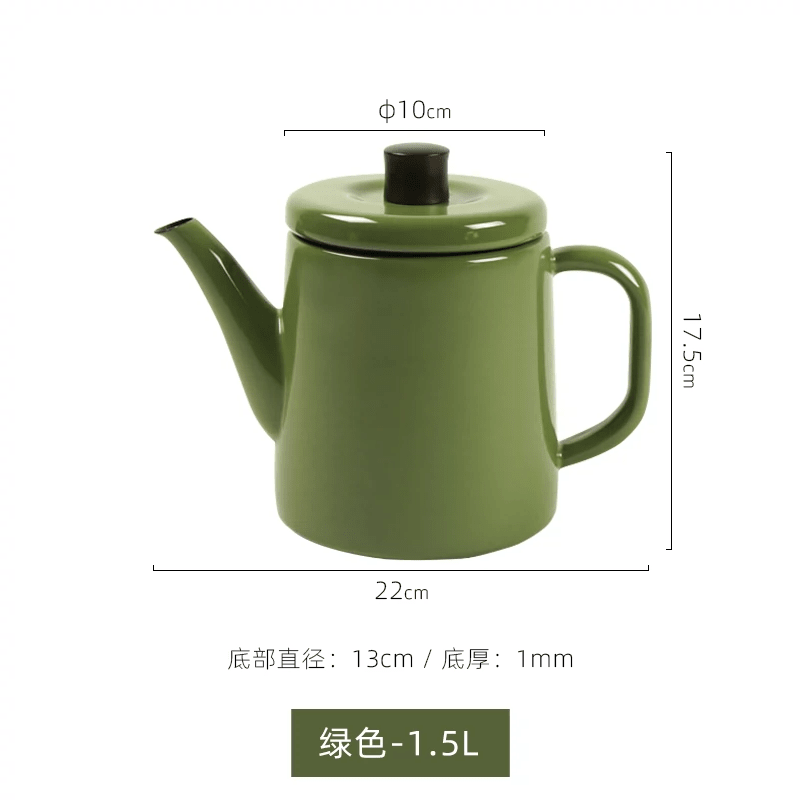 Enamel boiling water white teapot open flame induction cooker coffee hand brewing kettle 1.5L green - 1.5L 1L (inclusive) - 2L (not included)