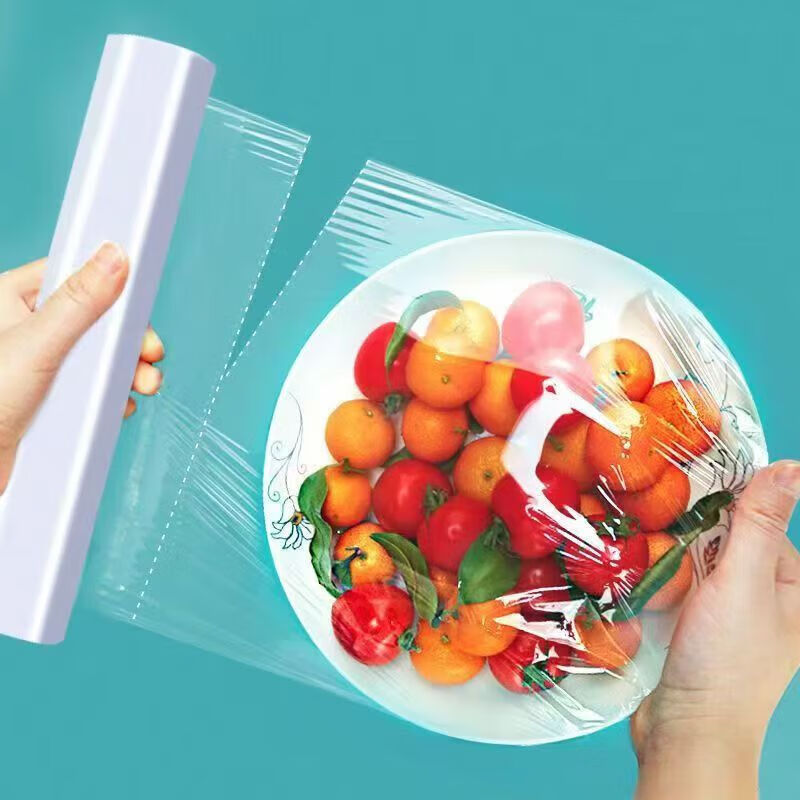 Food-grade cling film point-break type household kitchen refrigerator vegetable and fruit meal fresh-locking plastic film preservation cover tear-off type 30cm*50m