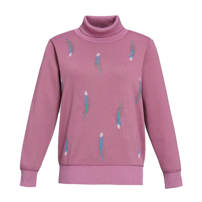 Pierre Cardin mother's winter velvet thickened sweater pullover bottoming shirt for middle-aged and elderly women's grandmother wear two lapel warm top 708 caramel color L recommended 95-105 pounds