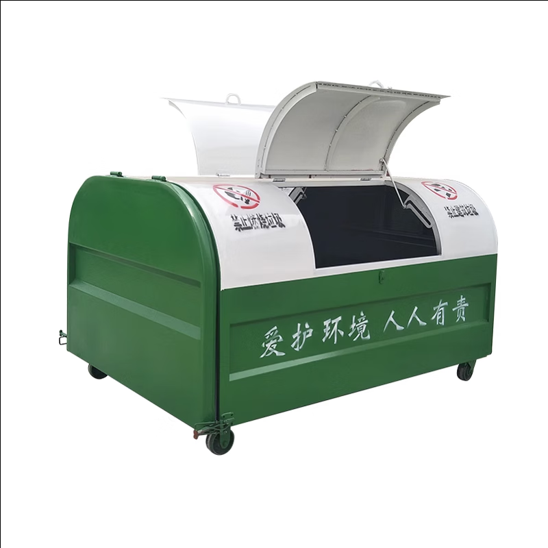 Labor-saving stainless steel hook arm garbage bin 3 cubic meters 4 square meters scenic area school rural factory outdoor hook arm type iron transfer box other colors/styles/printing customized special shooting