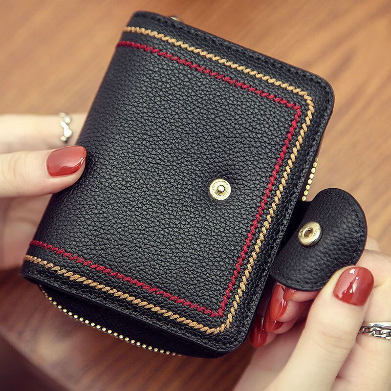 Ye Yu 2025 Trendy European and American Fashion Small Wallet Women's Genuine Leather Texture Anti-Theft Swipe Multi-Card Slot Card Holder Soft Leather Wallet Black Regular Edition