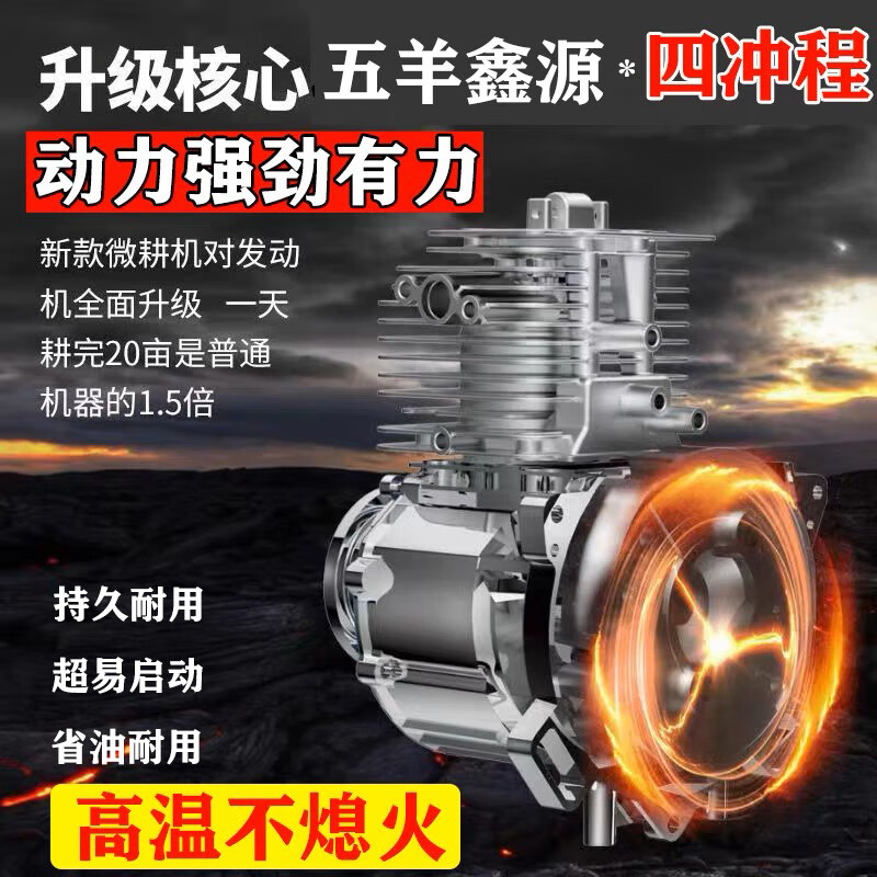 Wuyang Xinyuan micro tillage machine four-stroke small farming gasoline rotary tiller clearing land, loosening soil, trenching, plowing and weeding tillage machine artifact 8 upgraded version 168 models (soil loosening wheel) luxury gift