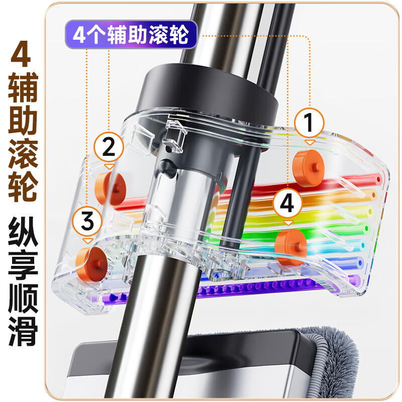 Jia helper flat mop 50cm 4 cloth household one mop free hand wash 2025 aluminum alloy washing and mopping artifact body pier mop