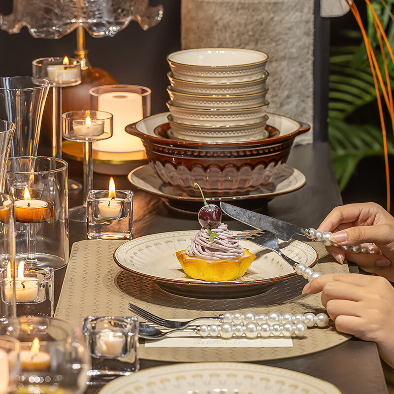 Siteng bowl and dish set for home use 2025 new high-looking European light luxury ceramic tableware set bowl and dish tableware for 4 people with soup bowl gift box 18-piece set