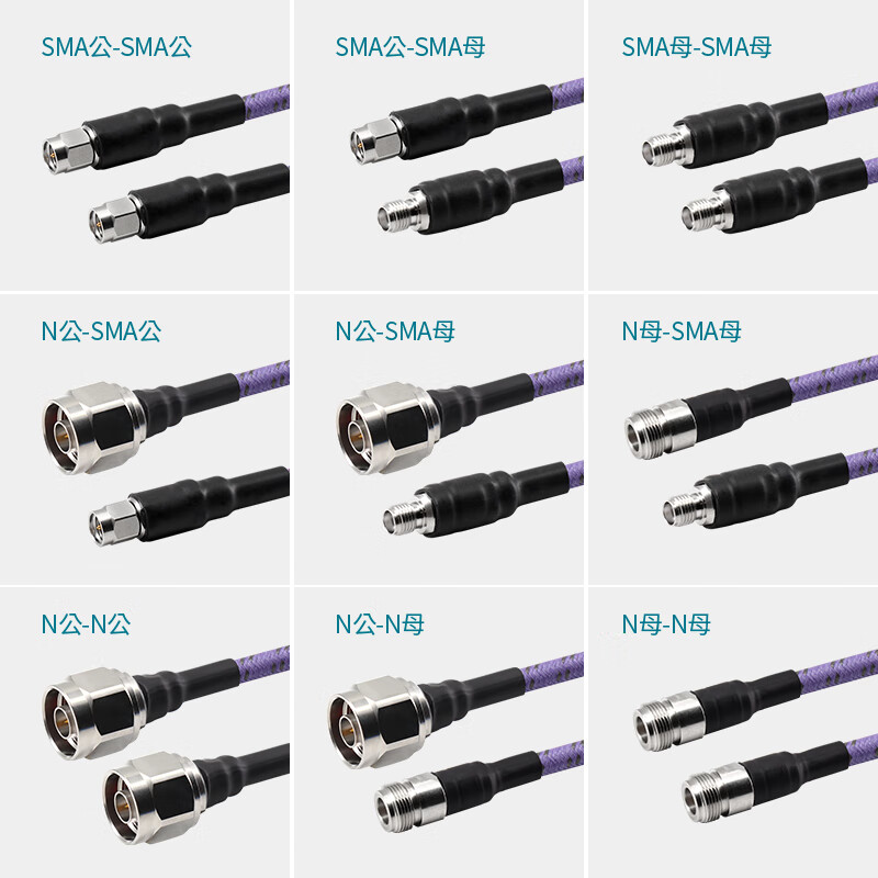 XINQY Xinqiyuan SMA/N stainless steel connector 18G high shielding stable amplitude and phase stable RF connection line Armor test cable assembly network branch RF line SMA male-SMA male 3m