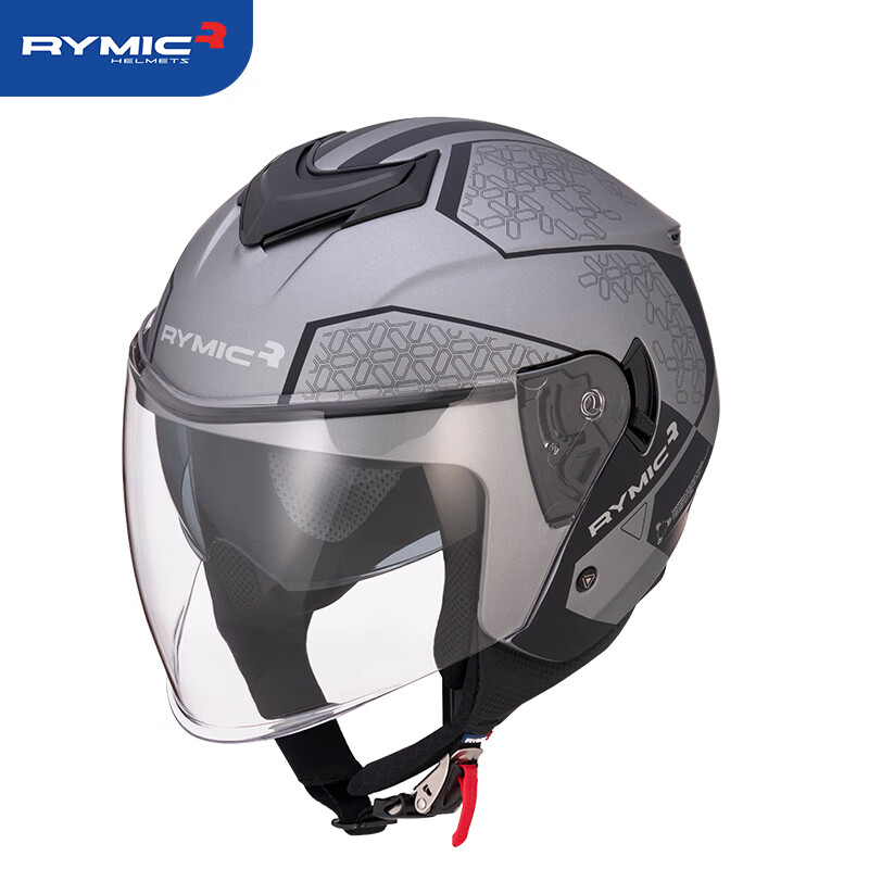 RYMIC motorcycle helmet 3C certified motorcycle riding helmet summer men's and women's double lens four-season half helmet 852 silver gray M