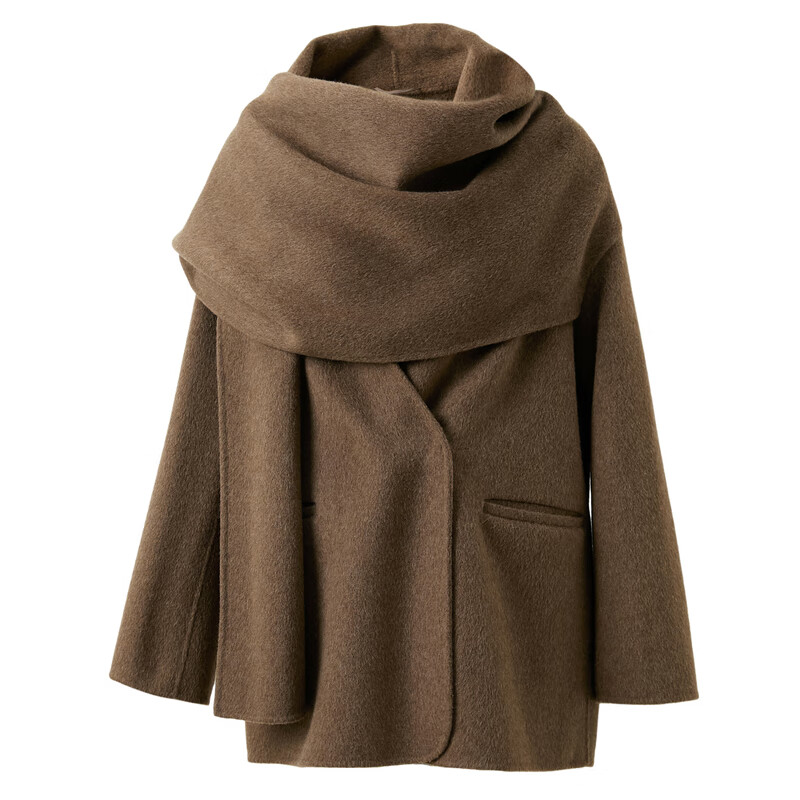 Tricolor 100 sheep wool 2025 winter new double-sided woolen coat scarf woolen jacket S