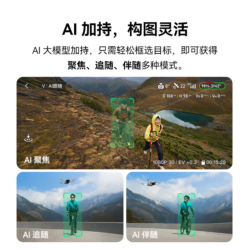 Botan ATOM2 mini folding aerial camera AI smart outdoor travel high-definition shooting drone entry-level small remote control aircraft drone single-electric version + 128G memory card