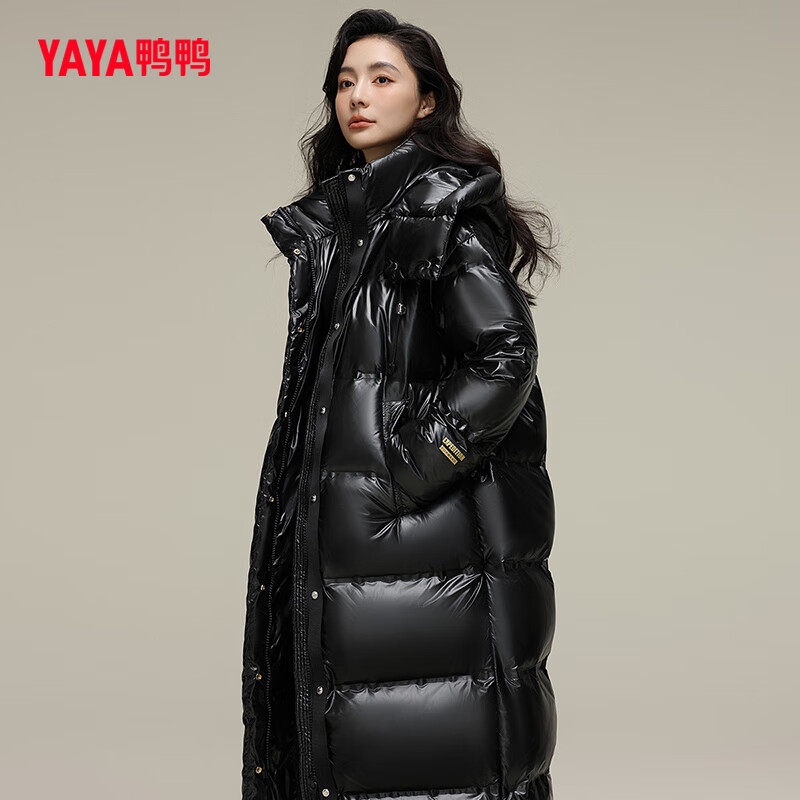 YAYA down jacket women's winter hooded thickened fashionable simple atmospheric casual loose long coat